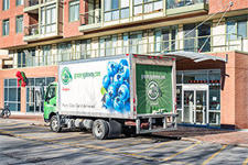 Refrigerated delivery truck in the city
