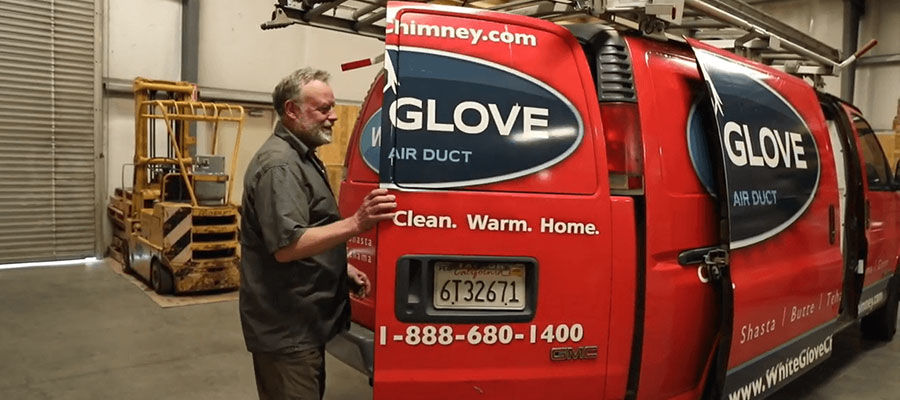 HVAC contractor with work van