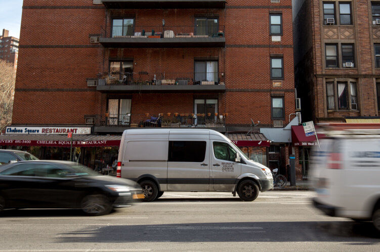 Van Driving in a City