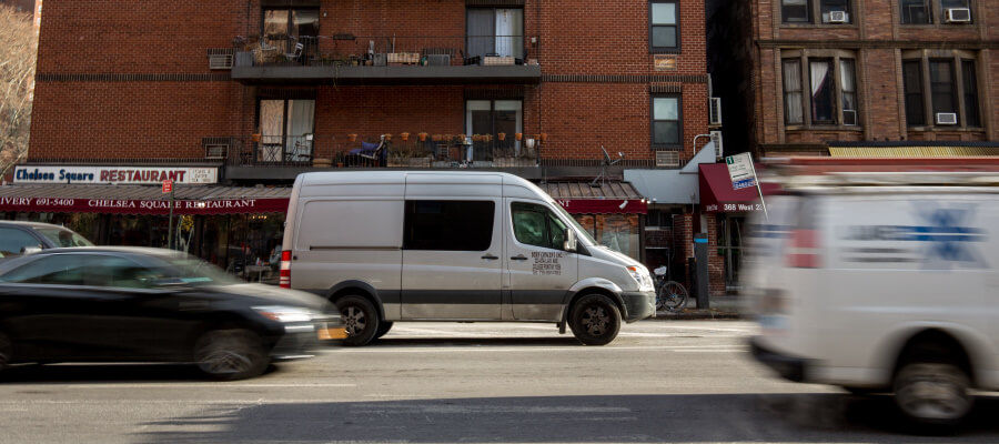 Van Driving in a City