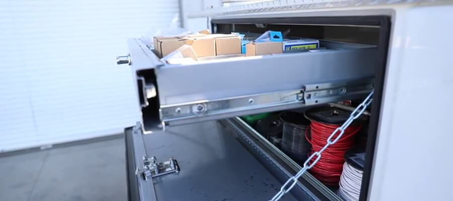 Drawer storage on work truck