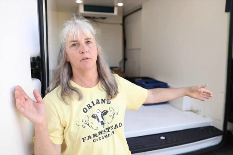 Creamery owner shows her refrigerated delivery van